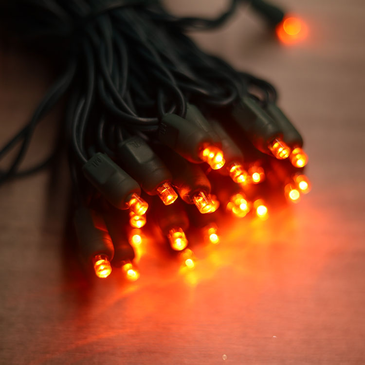 5mm広角オレンジ色のLEDストリングライトが屋外