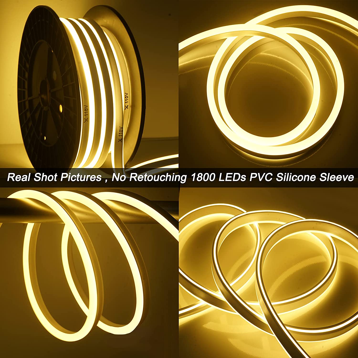 110V LED ネオンロープライト イエロー