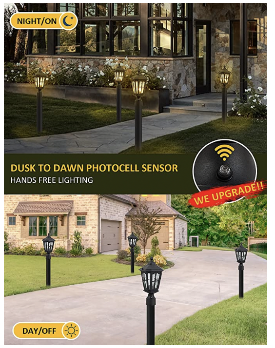 夕暮れから夜明けまでのポストライト屋外用、3インチピアマウントベース付き