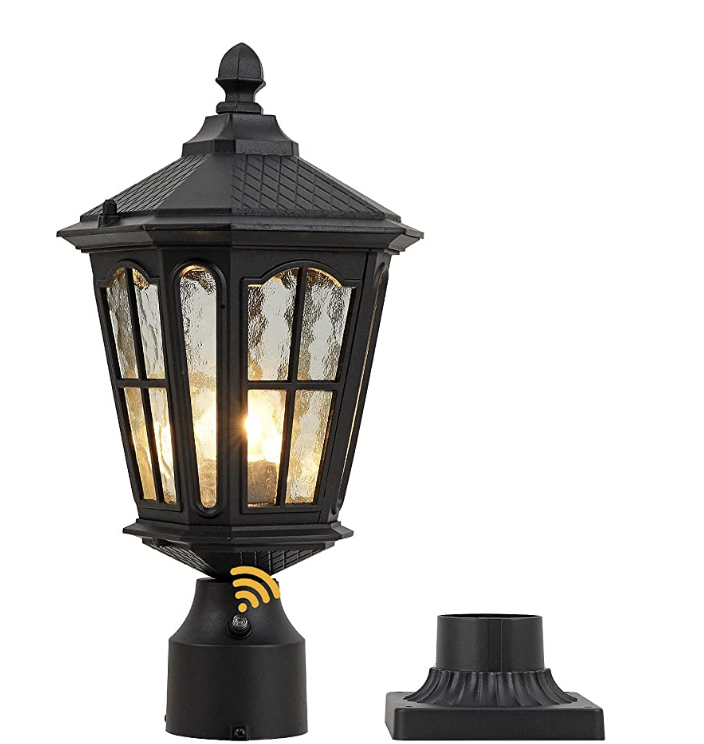 夕暮れから夜明けまでのポストライト屋外用、3インチピアマウントベース付き